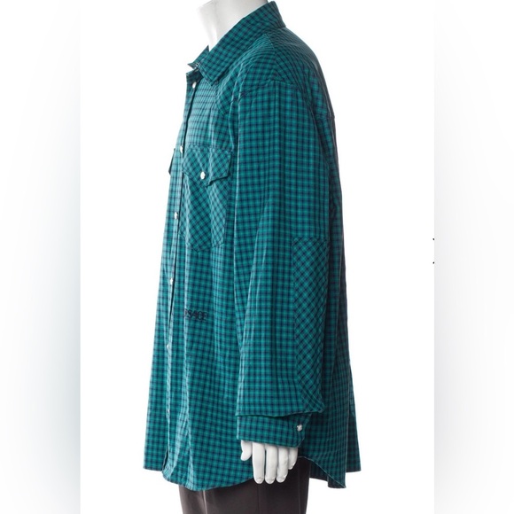 VERSACE PLAID LONG SKEEVE WESTERN SHIRT - Picture 3 of 5